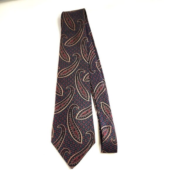 Lanvin Paris Tie Paisley Necktie Men's 100% Silk Tie Made in Canada - Picture 2 of 7
